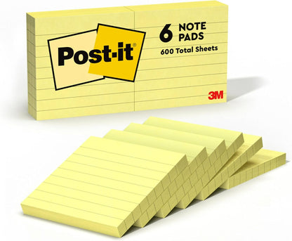 Post-it Notes, 3x3 in, 6 Pads, America's #1 Favorite Sticky Notes, Canary Yellow, Clean Removal, Recyclable (630-6PK)