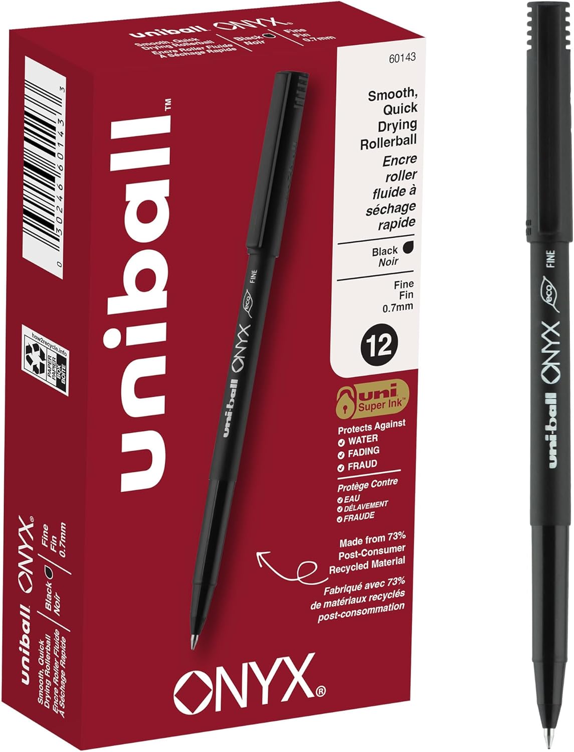uniball Roller Rollerball Pens, Micro Point (0.5mm), Blue, 12 Pack