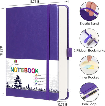 Graph Paper Notebook with 280 Pages,A5 Grid Paper Notebook/Journal,100gsm Thick Graph Leather Journal for Math Science Students,5.75'' × 8.38''-Black