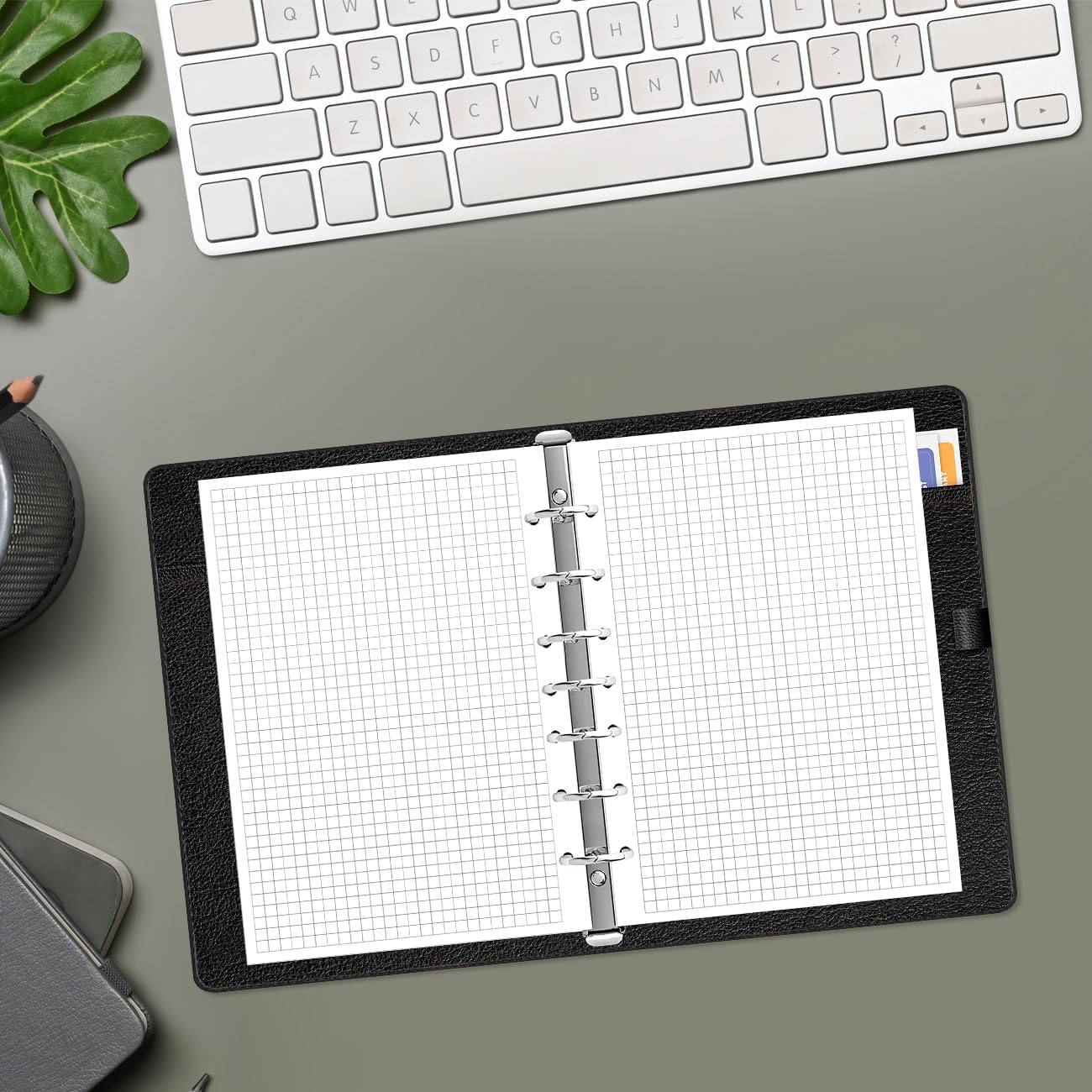 A5 Grid Refill Paper, 6-Hole Graph Paper, 100Sheets / 200Pages Loose-Leaf Grid Paper, 100gsm White Paper, 5.8" x 8.3 "