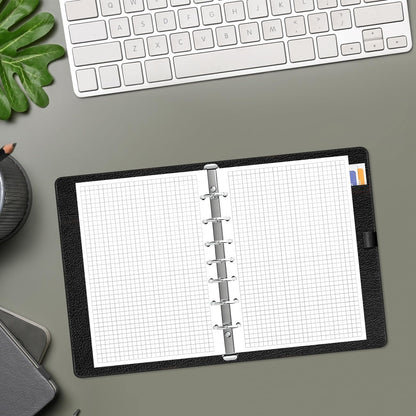 A5 Grid Refill Paper, 6-Hole Graph Paper, 100Sheets / 200Pages Loose-Leaf Grid Paper, 100gsm White Paper, 5.8" x 8.3 "