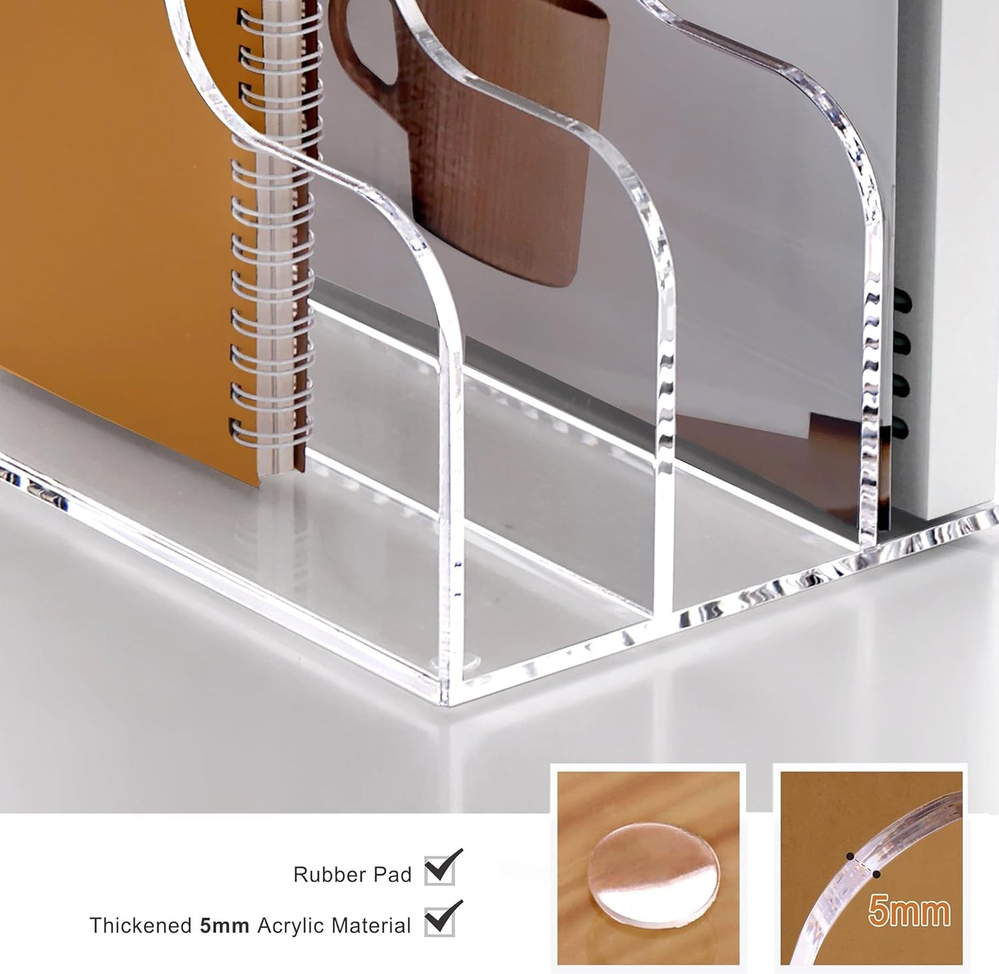 SANRUI 2-Pack Acrylic Magazine File Holder Desk Organizer Magazine Rack, Clear, Vertical File Sorter Holders, 9.45" D x 3.54" W x 10.24" H