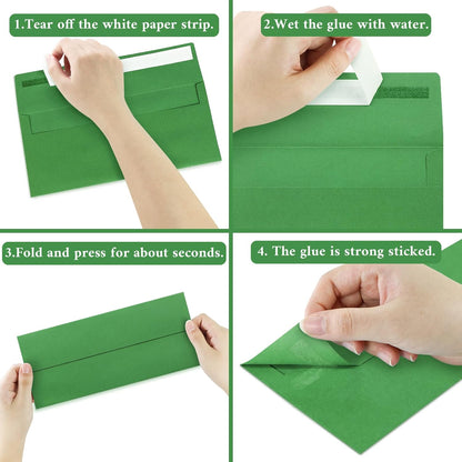 50 Pack #10 Business Envelopes, Sage Green Standard Envelopes Self Seal, Letter Size Mailing Envelopes for Checks Letters Invoices Statements Birthday Graduation Wedding, 4 1/8 x 9 1/2 Inch
