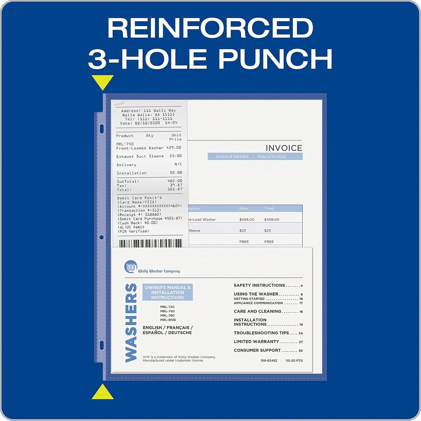 Oxford Sheet Protectors, Clear Finish, Top Load, Letter Size Plastic Sleeves, Reinforced 3 Hole Punch for Binders, Sheets for 3 Ring Binder, 100 per Box (33267)