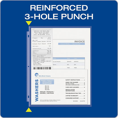Oxford Sheet Protectors, Clear Finish, Top Load, Letter Size Plastic Sleeves, Reinforced 3 Hole Punch for Binders, Sheets for 3 Ring Binder, 100 per Box (33267)