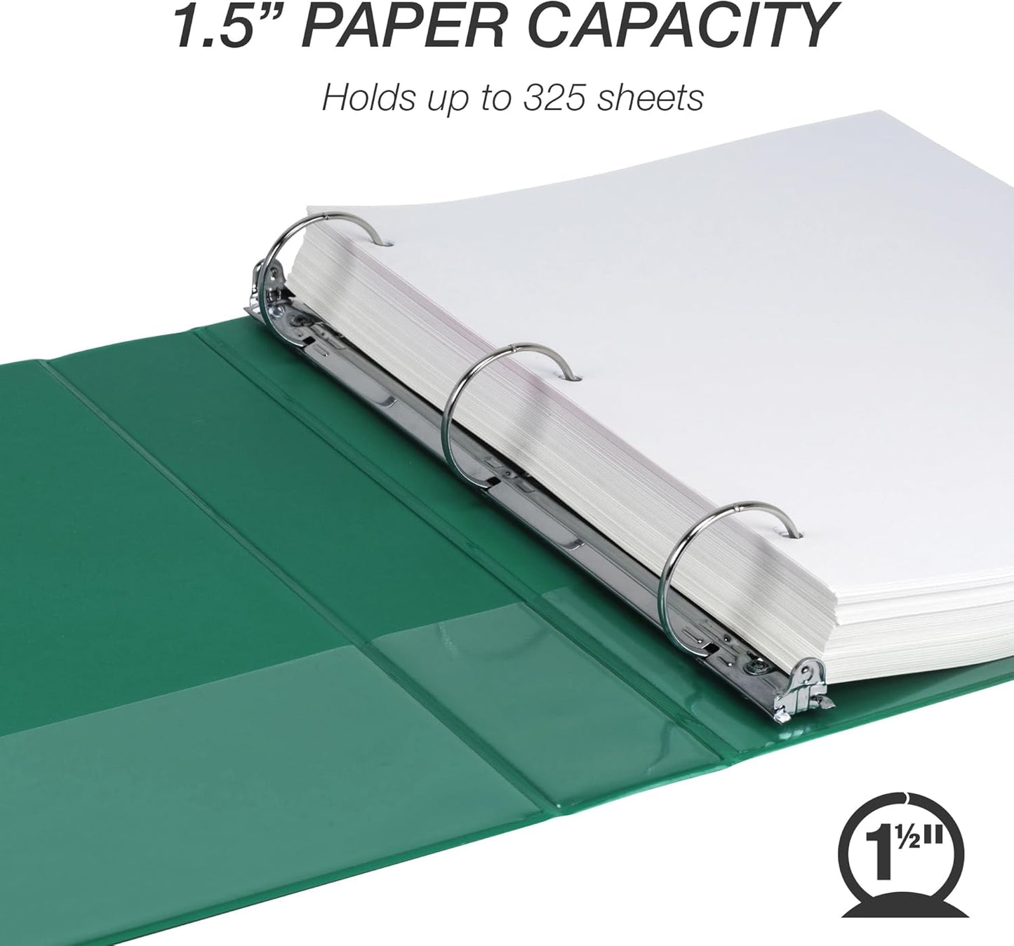 Samsill 1.5 Inch 3 Ring Binders, Economy Round Ring, Clear View Cover, 325 Sheet Capacity - for School, Home, Office - White, 4 Pack