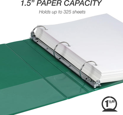 Samsill 1.5 Inch 3 Ring Binders, Economy Round Ring, Clear View Cover, 325 Sheet Capacity - for School, Home, Office - White, 4 Pack
