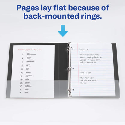 Avery Durable View 3 Ring Binder, 3 Inch Slant Rings, 635 Sheet Capacity, Black, Holds 8.5 x 11 Paper, 3.5" Wide Spine, DuraHinge for Organizing Reports & Projects (17041)