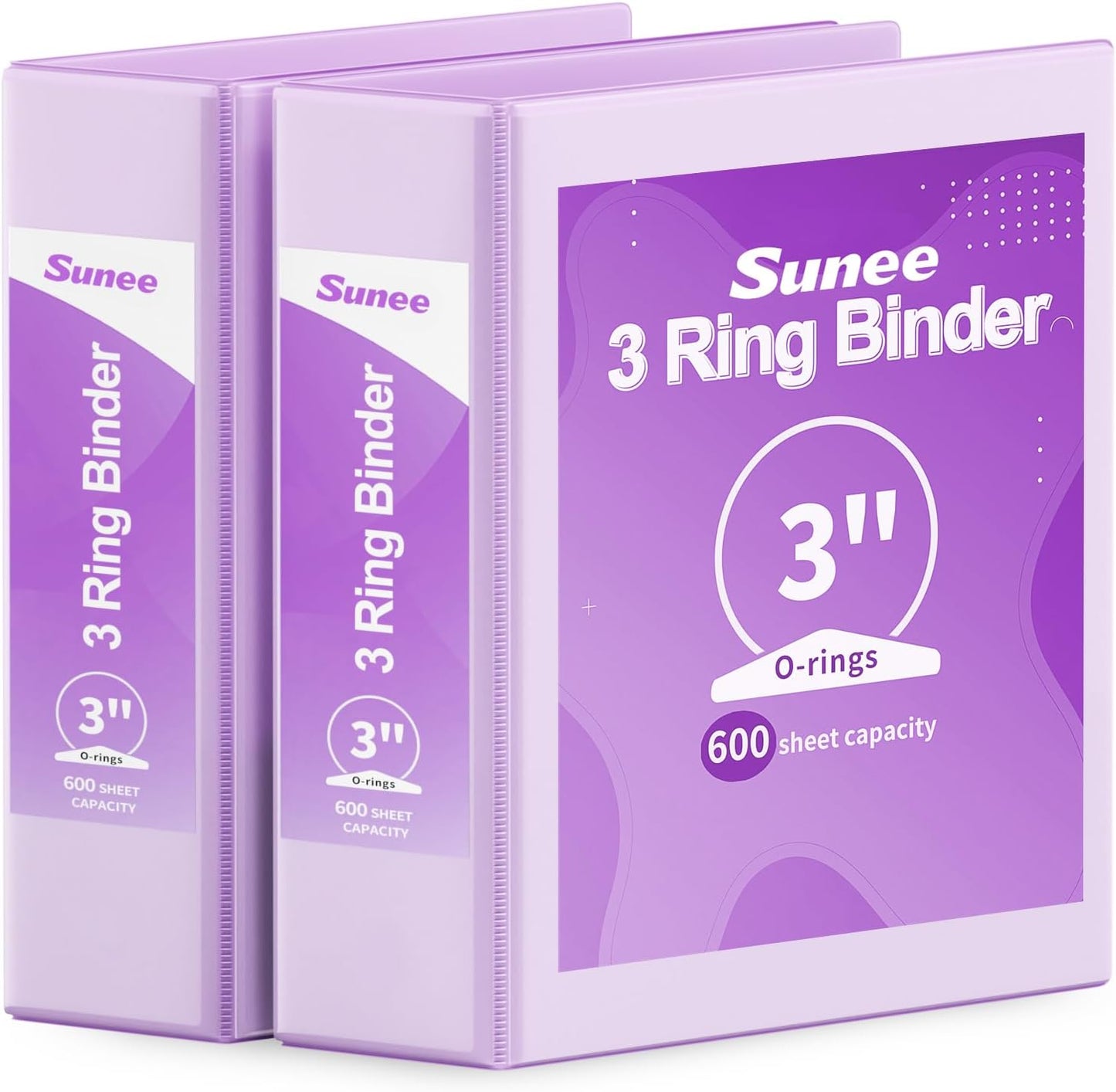 SUNEE 3 Ring Binder 3 Inch 2 Pack, Clear View Binder Three Ring PVC-Free (Fit 8.5x11 Inches) for School or Office Supplies, Pink
