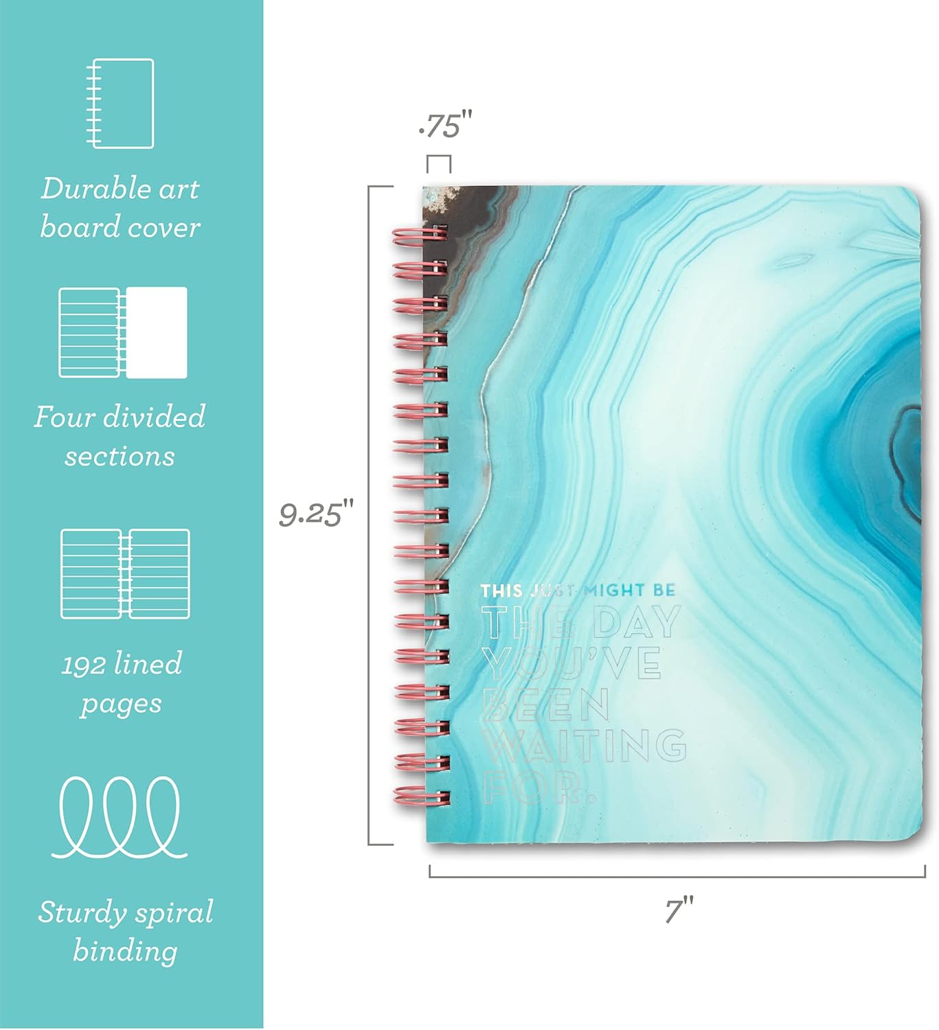 Compendium Spiral Notebook – Expect the Best Things to Happen Today – A Designer Spiral Notebook with 192 Lined Pages, College Ruled, 7.0" W x 9.25" H