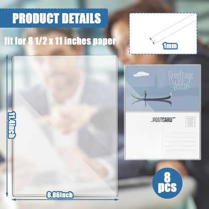 8 1/2" x 11" Rigid Print Protectors Clear Sheet Protectors Hard Plastic Paper Page Magazine Protectors for Collectors Rigid Top Loaders Document Holder Birth Certificate Protector (8)