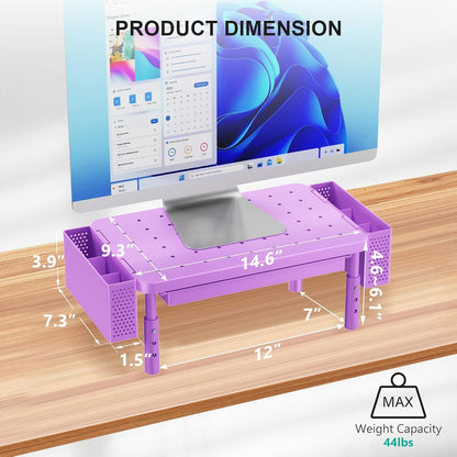 WALI Computer Monitor Stand for Desk, Adjustable Laptop Riser, Desk Monitor Stand Underneath Storage for Office, School Supplies (PTT001-B), 1 Pack, Black