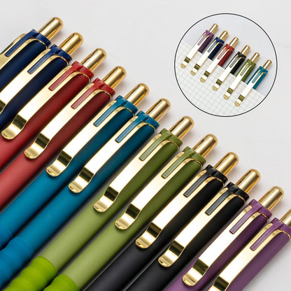 Linbsunne Ballpoint Pens Black Medium Point 1mm Pen with Super Soft Grip Ball Point Pen for Men Women Retractable Pens (gold-12 pcs)