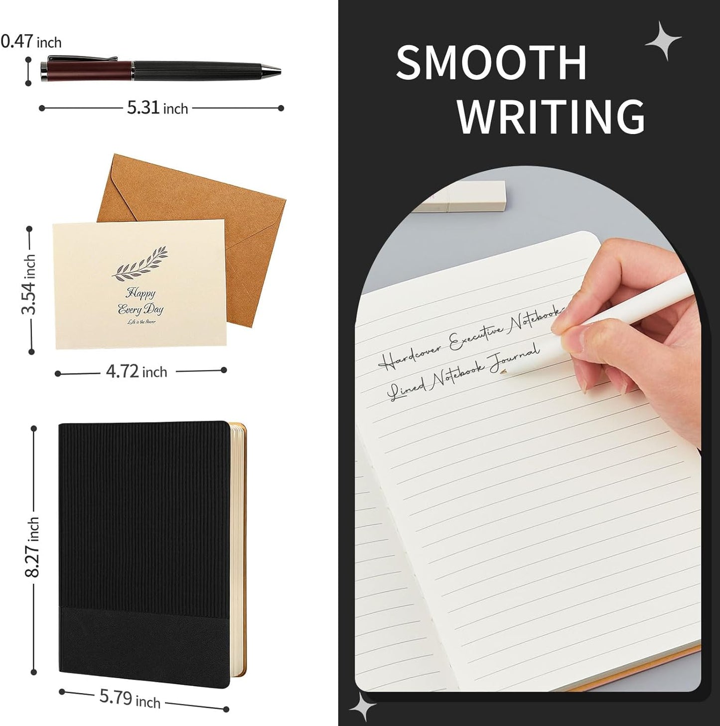 Lined Journal Notebook for Work College Ruled Note Book 5.79"x8.27"A5 PU Leather Daily Journaling 216 Pages for Women Men Writing Home School Supplies Business (Dark Green)