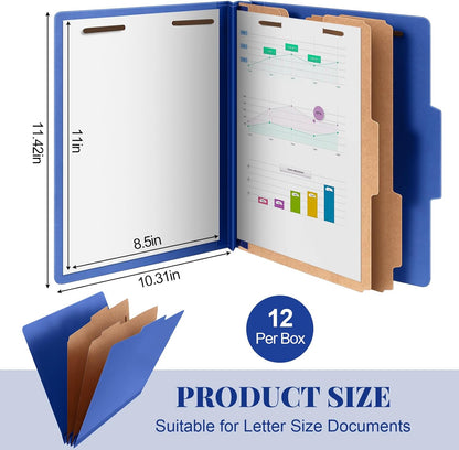 Skyygemm 12 Pcs Classification Folders Letter Size Bulk - 2 Dividers Pressboard File Folder with 3. 5 Inch Expansion, 2 Prongs Fastener, Heavy Duty Office File Organizer for Teacher Medical (Hot Pink)