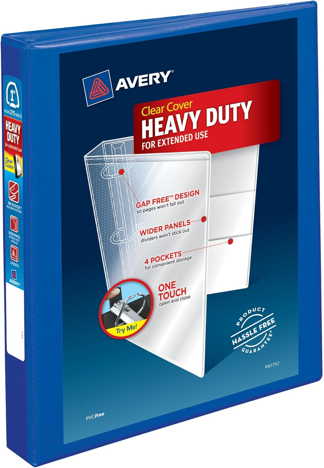 Avery Heavy-Duty View 3 Ring Binder, 2" One Touch EZD Rings, 1 Pacific Blue Binder (79778)