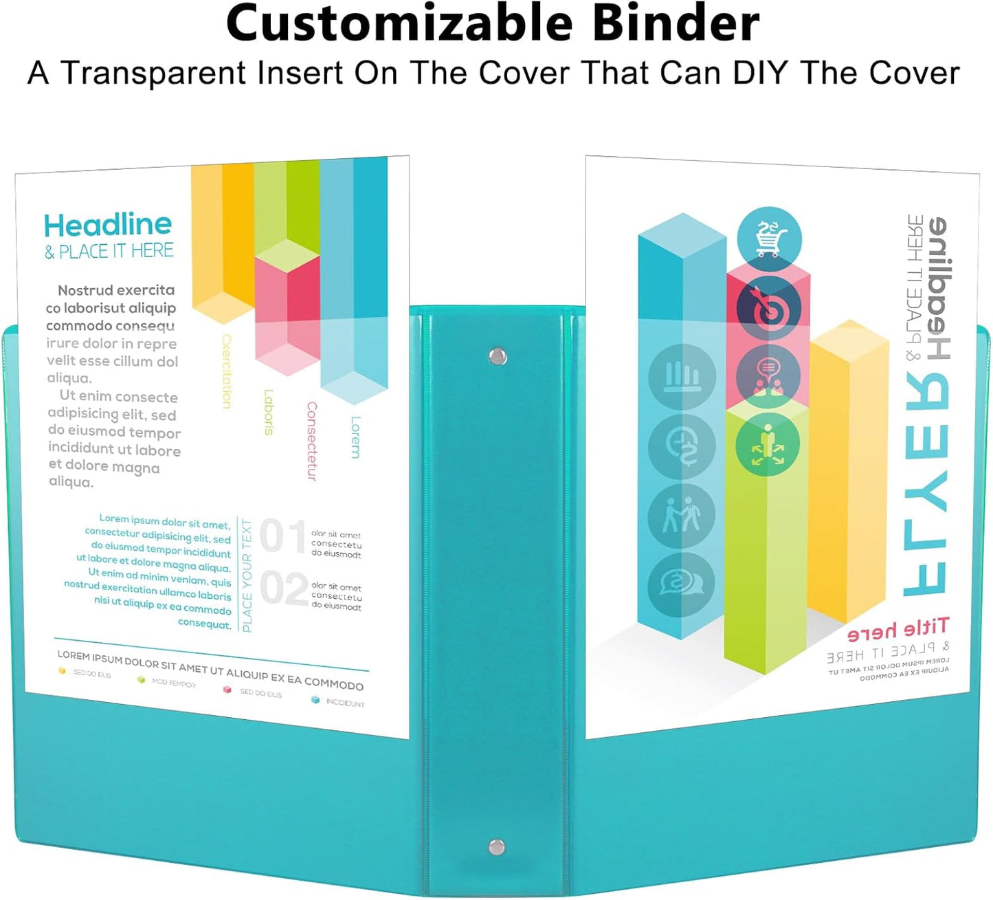 CIXILDTS 1-Inch Round Ring Binders, Standard 3 Ring Binder Fit Letter Size Paper, Presentation View Binders, 6 Packs, Assorted