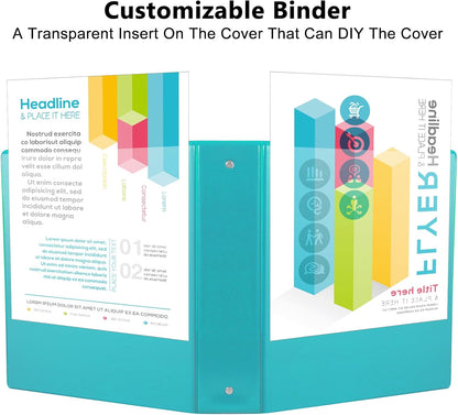 CIXILDTS 1-Inch Round Ring Binders, Standard 3 Ring Binder Fit Letter Size Paper, Presentation View Binders, 6 Packs, Assorted