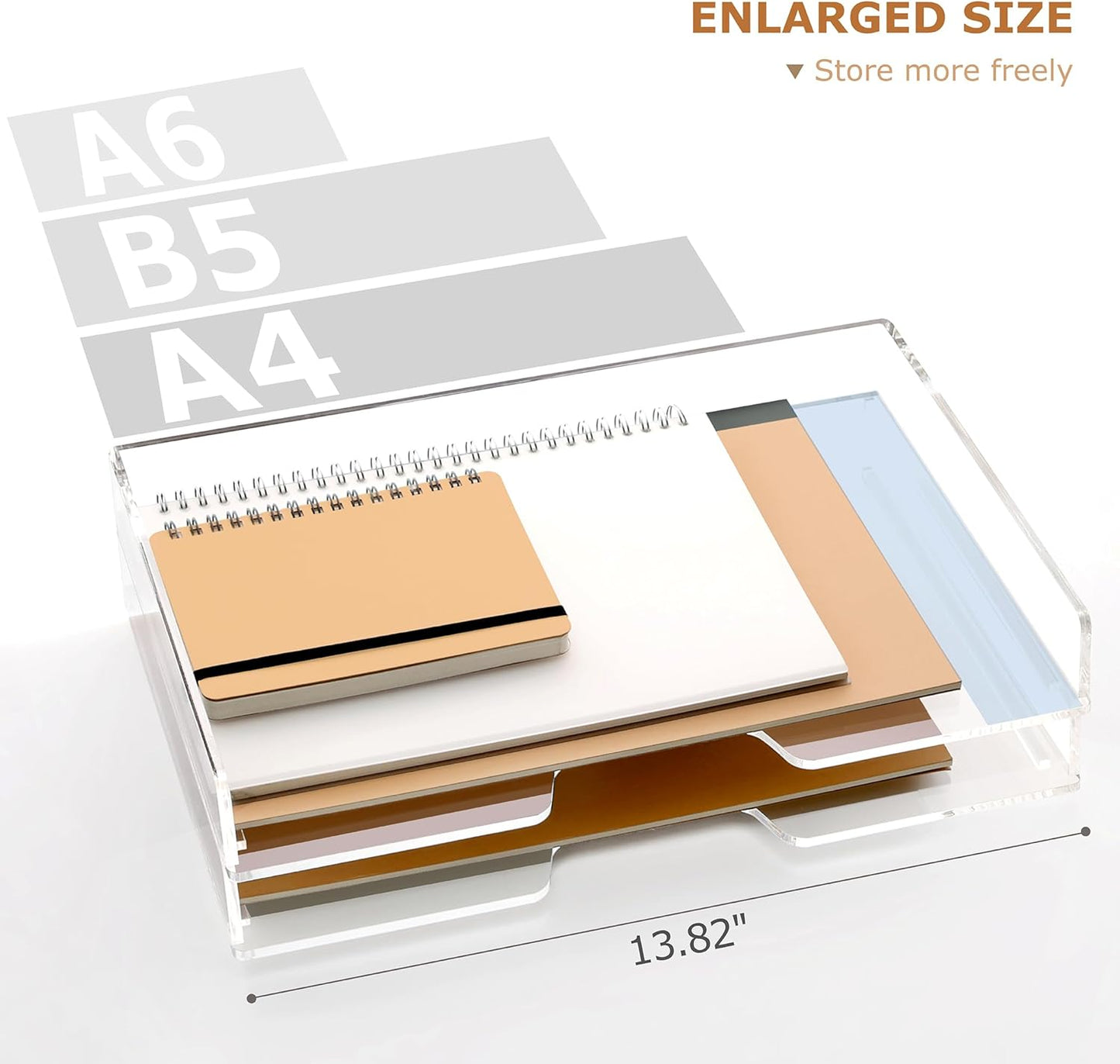 2 Pack- Stackable Paper Letter Tray, A4 File Tray Desk Organizer, Acrylic Desk Organizers and Accessories Sorter, Clear Workspace Office Supplies Organizers, 12.4inx8.86inx3.46in