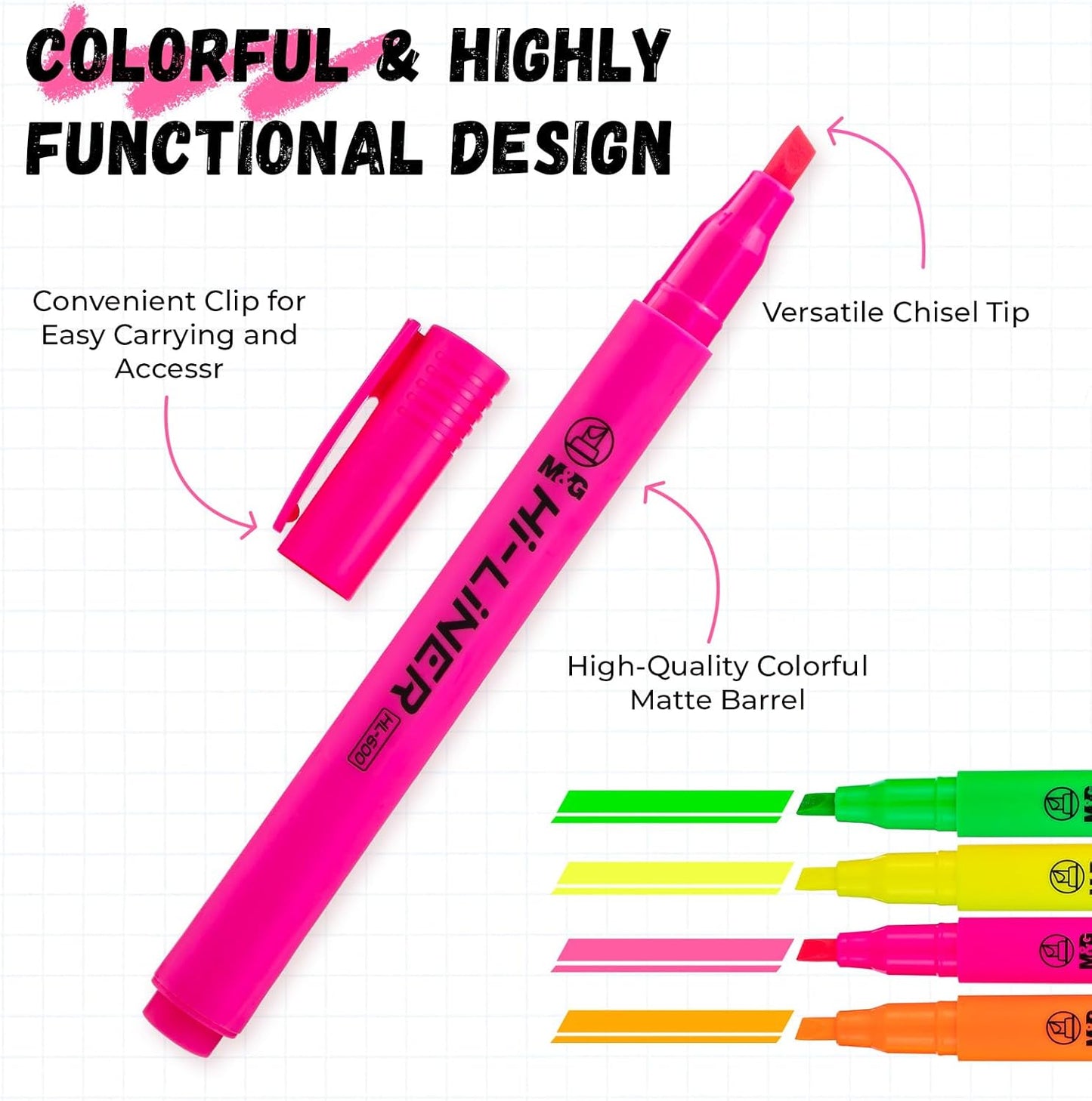 M&G Liner Highlighters, 12-Count Pack Yellow Highlighters, Chisel Tip No Bleed Highlighter Pens for Office Documents, Planning, and Everyday Organization