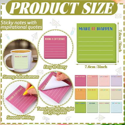 Yinder 48 Pcs Inspirational Sticky Notes Cute Motivational Sticky Notes Pad End of Year Employee Appreciation Gifts Bulk for Teacher Nurse Coworkers Office Supplies 3 x 3'' (Thank You,Dark Color)