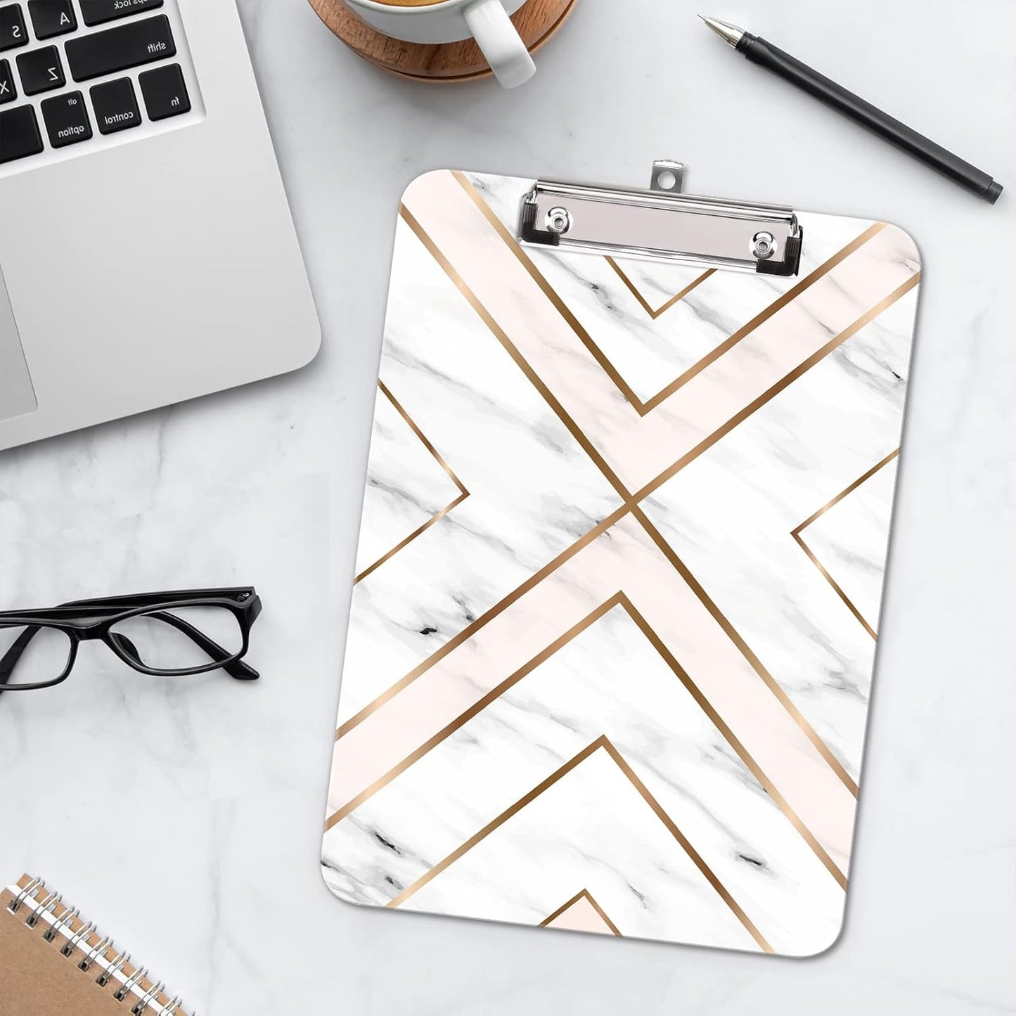Hongri Plastic Cute Clipboard, Letter Size for Students, Teacher, Woman and Kids, Low Profile Clip, Decorative Pattern, Size 9 x 12.5 in, Dream Marble