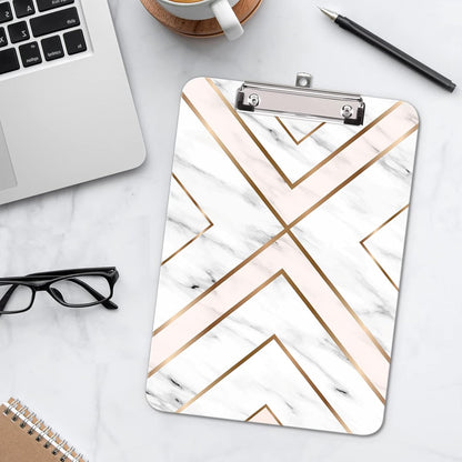 Hongri Plastic Cute Clipboard, Letter Size for Students, Teacher, Woman and Kids, Low Profile Clip, Decorative Pattern, Size 9 x 12.5 in, Dream Marble