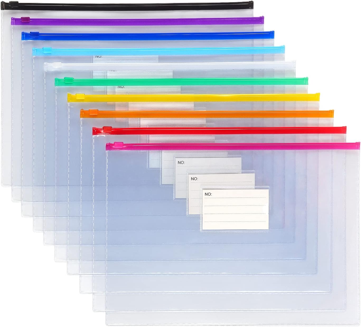Tamaki 10 Pack Plastic Envelope Poly Zip Envelop Plastic Envelopes Files Zipper Folders, A4 Size, Letter Size, for School Office Supplies, 10 Color (13x9.25)