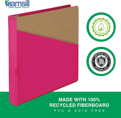 Samsill Durable 4 inch 3 Ring Binder, D Ring Binder, 100% Recycled Chipboard, Black, 2 Pack