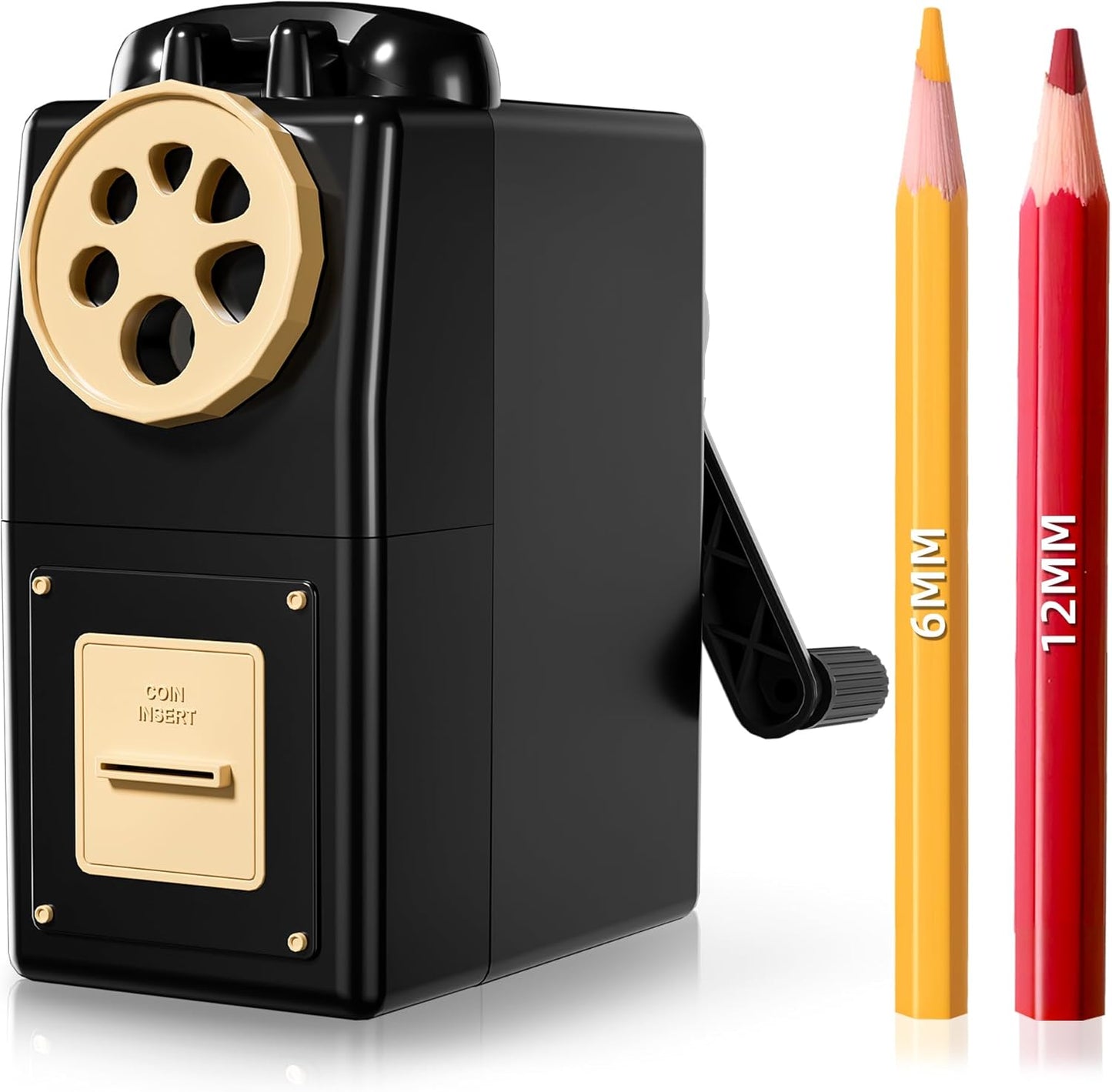 ZMOL Manual Hand Crank Pencil Sharpener - Heavy Duty Desktop Pencil Sharpener for Colored Pencils, Children's Classroom & Professional Use