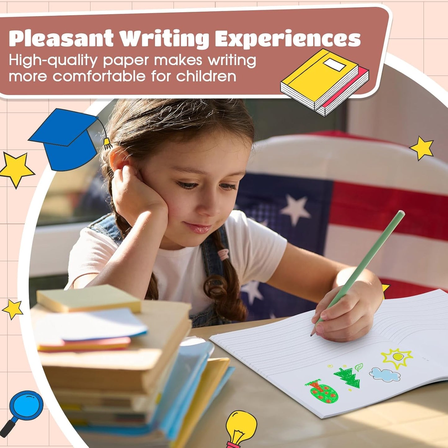Henoyso 12 Pcs Primary Composition Notebook K-2 Primary Journal, Notebook for Kids Supplies, Bulk Blank Writing Book for Kid to Write Draw Journal 60 Page (9.8″ X 7.5″,Light Color)