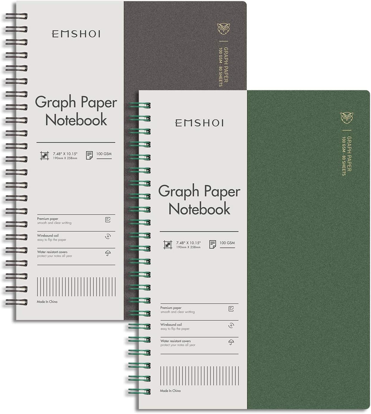 EMSHOI Dotted Journal Spiral Notebook 5.7" x 8.22" - 4 Pack 640 Pages 100gsm Thick Paper, A5 Dot Grid Notebook, Plastic Hardcover Dotted Notebook for Journaling Writing