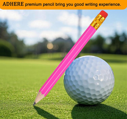 Adhere 25pcs Golf Pencils with Eraser Pre sharpened Hexagon half Wooden Pencils Graphite 2B for Golf Event Scoring,Classroom,Wedding,Company Meetings,Pew, Pocket (Nature)