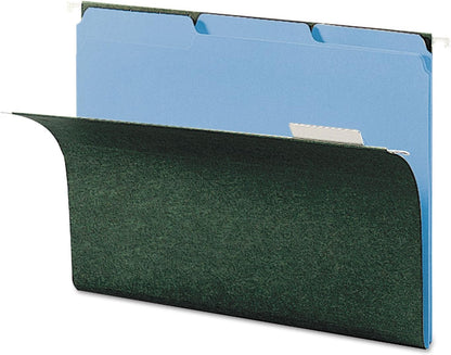 Smead Interior File Folder, 1/3-Cut Tab, Letter Size, Aqua, 100 per Box, Expandable File Folders for Filing Cabinet