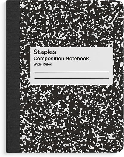 STAPLES Poly Composition Notebook, 9.75” x 7.5”, Wide Ruled, 70 Sheets, Assorted Colors