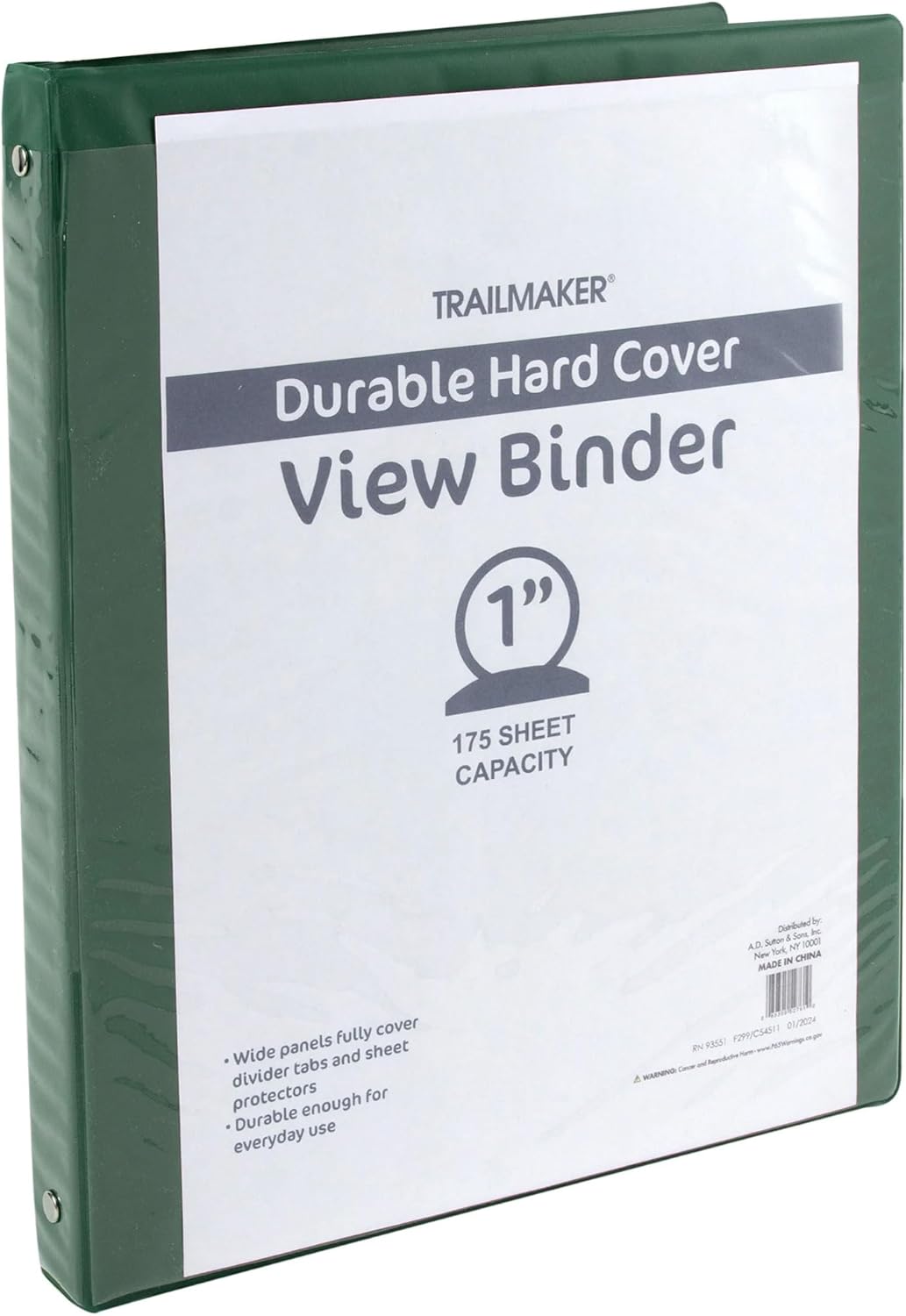 Trail Maker 1 inch Binders (50 Pack), 3 Ring Hardcover Binders in Bulk with Clear View Cover, Pockets for Classroom, Office, Portfolios | Bulk School, Teacher, Office Supplies (White Only Pack)