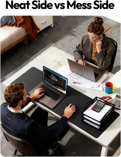 YSAGi Leather Desk Pad Protector, Office Desk Mat, Large Mouse Pad, Non-Slip PU Leather Desk Blotter, Waterproof Laptop Desk Writing Pad for Office and Home (23.6" x 13.8", Eggshell) - Colors B