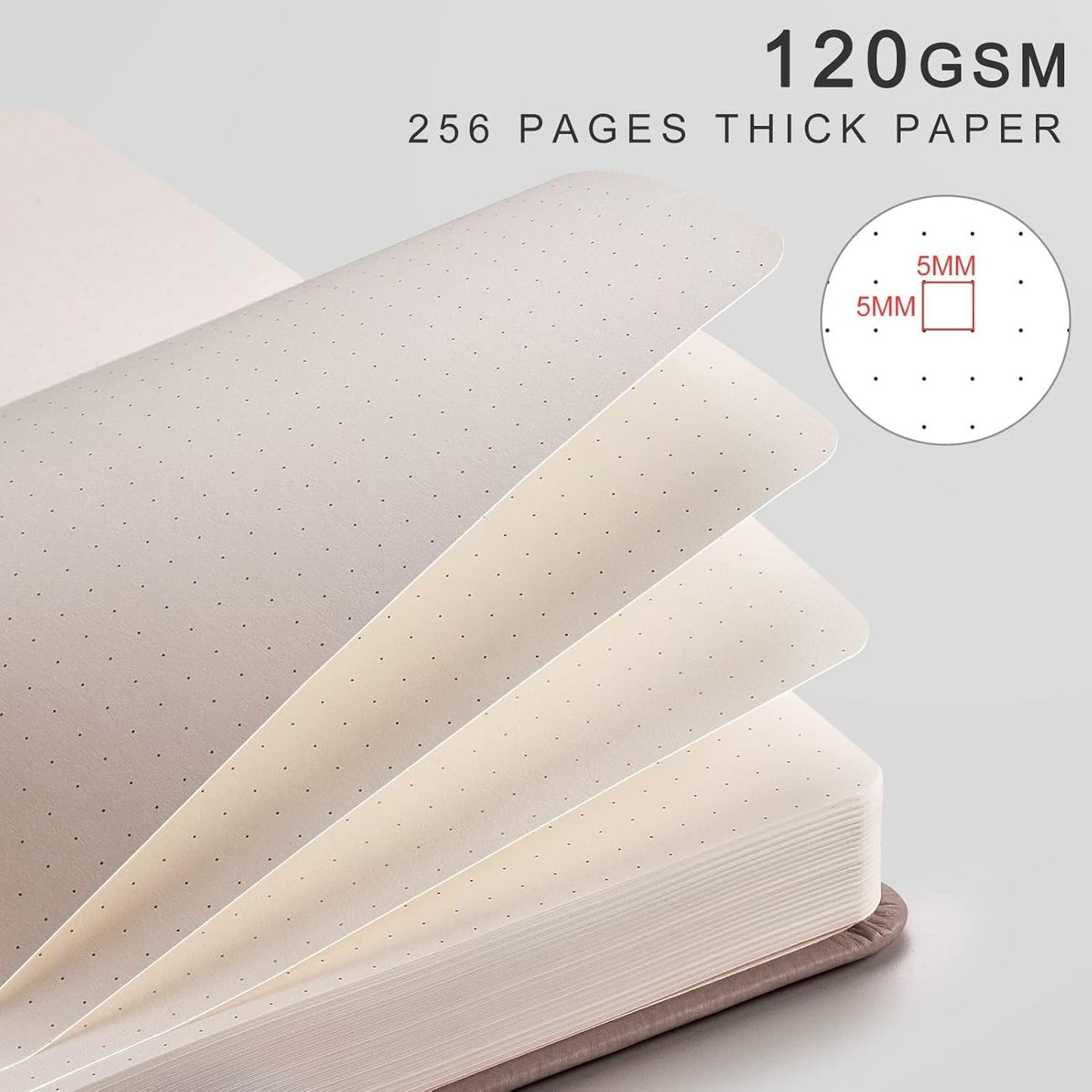 EMSHOI Graph Paper Notebook - 256 Pages A5 Graph Notebook/Journal, Hard Cover, 120gsm Thick Paper, Smooth PU Leather, Inner Pocket, 5.75'' × 8.38''-Black