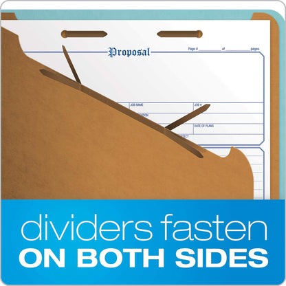 Pendaflex Classification Folders, Standard, 3 Dividers, Embedded Fasteners, 2/5 Cut Tab, Blue, Legal Size, 10/BX (29094)