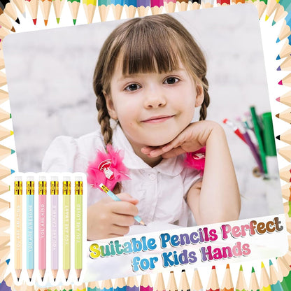 60Pcs Mini Pencils Bulk Inspirational Golf Pencils 4.1inch Short Woodden Pen-cils with Eraser for Kids Student Teacher Office Supplies