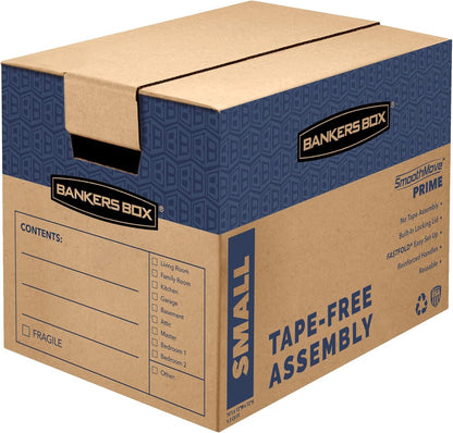 Bankers Box Large Prime Moving Box 6 Pack, Reinforced Handles, Tape-Free Assembly, Attached Lid, 18-in x 18-in x 24-in (0062904)