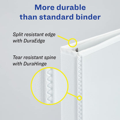 Avery® Heavy-Duty View 3 Ring Binder, 5" One Touch EZD® Rings, White, Pack of 2 Binders