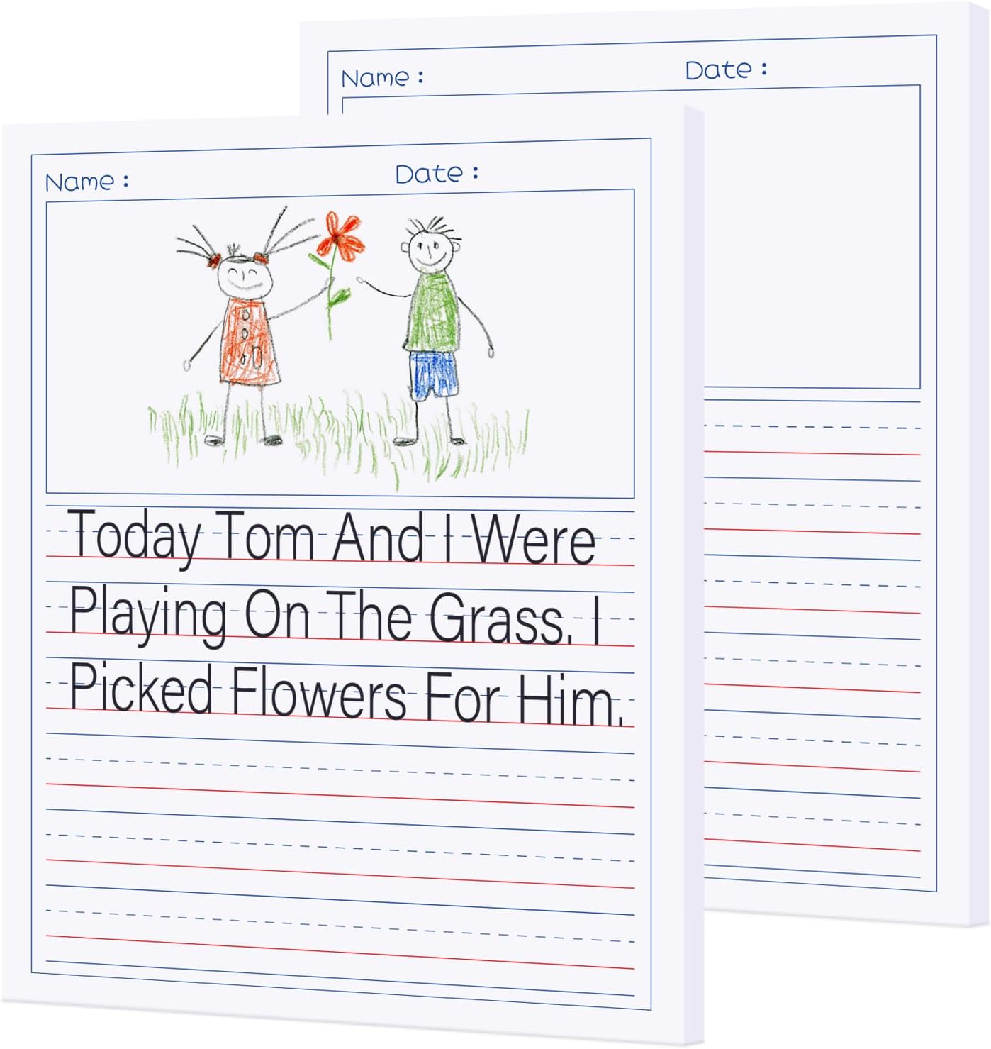 zmybcpack 2 Pack Write Beginner Paper for Kids, 8.5"x11" Story Writing Paper for Kids to Write Story, Primary Composition Notepad(100 Sheets Each, Double-Sided Printing)