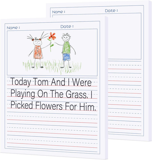 zmybcpack 2 Pack Write Beginner Paper for Kids, 8.5"x11" Story Writing Paper for Kids to Write Story, Primary Composition Notepad(100 Sheets Each, Double-Sided Printing)