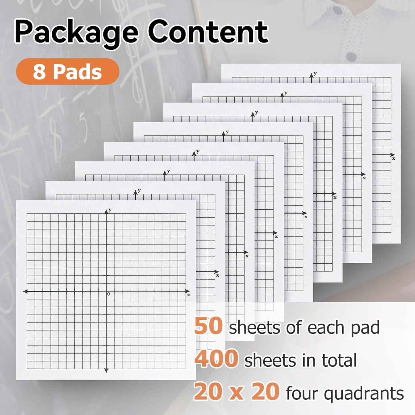 Graph Sticky Notes, 8 Pads, 3x3 Inch, Graph Paper Sticky Notes, Grid Sticky Notes, Coordinate Plane Sticky Notes for Office School Math Supplies