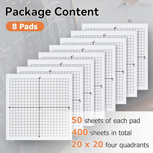 Graph Sticky Notes, 8 Pads, 3x3 Inch, Graph Paper Sticky Notes, Grid Sticky Notes, Coordinate Plane Sticky Notes for Office School Math Supplies