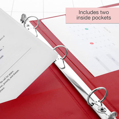 BAZIC Products 3 Ring Binder - Green, Economy View Binder with Clear Overlay Cover and Round Rings, Organizer for School Office Home Use, 1-inch Capacity Holds 175 Sheets Paper, 12-Pack