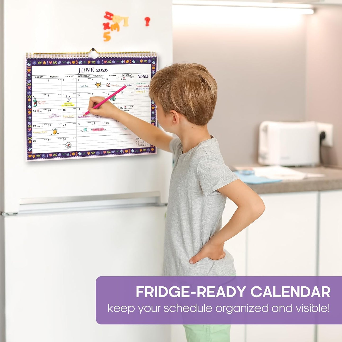 Calendar 2026-2027, Monthly Wall Calendar Runs Until June 2027, 11.5" x 14.8", Spiral Binding Hanging Wall Calendar, Perfect for Home or Office,Floral