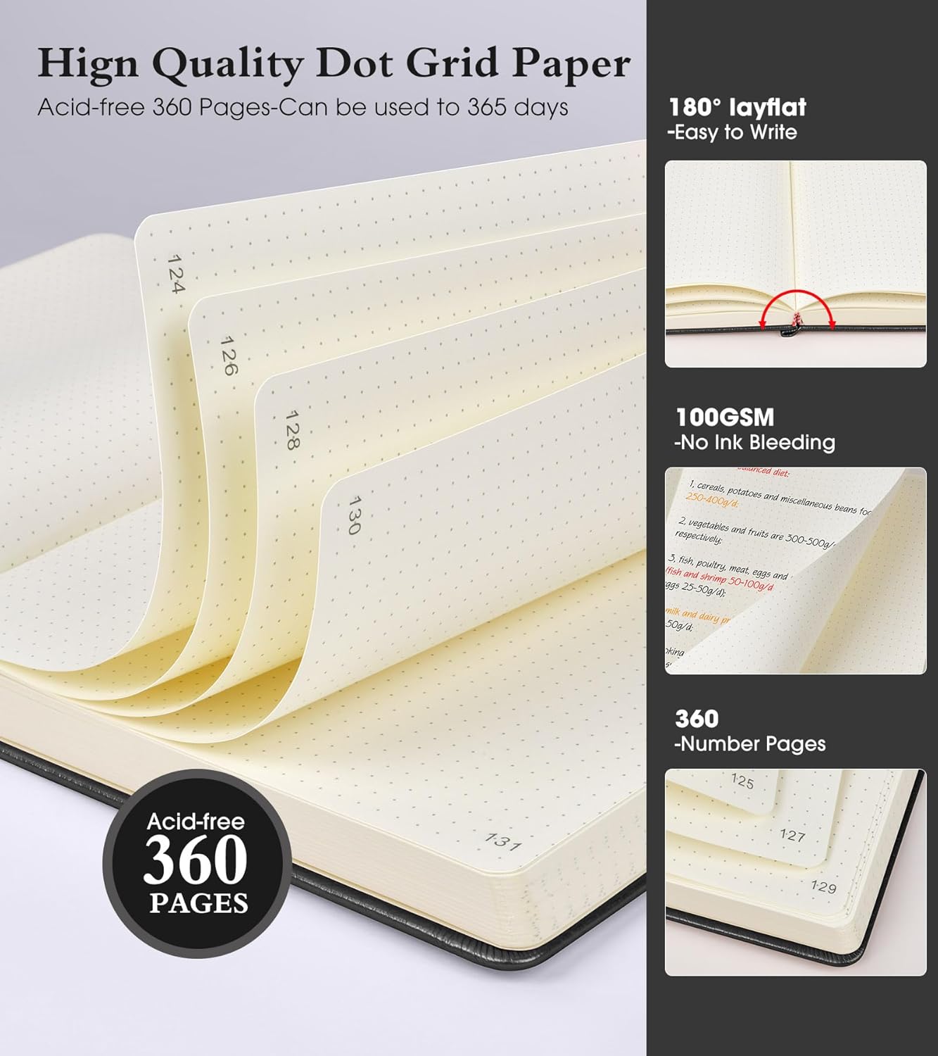 Lined Journal Notebook -365 Pages A5 Thick Journals for Writing Ruled Notebook, Hardcover Leather Journal for Women Men Daily Journal Notebook for Work, Note Taking, 100Gsm Lined Paper( 5.75'' X 8.38'' Green)