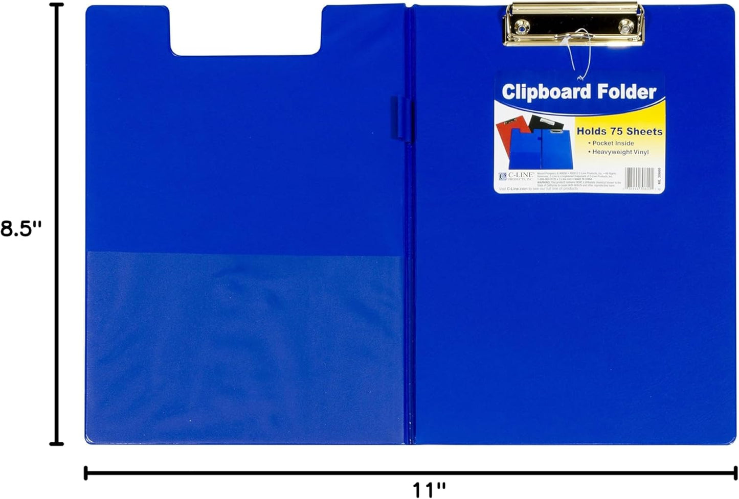 C-Line Clipboard Folder, Letter Size, Holds up to 75 Sheets, 1 Clipboard, Color May Vary (30600)